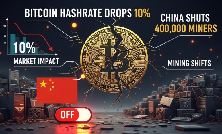 Bitcoin hashrate drops 10% as China shuts 400,000 miners. Explore causes, market impact, mining shifts, and what it means for Bitcoin’s future.