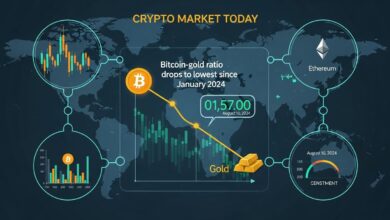 Crypto Market Today Bitcoin-gold ratio drops to lowest since January 2024