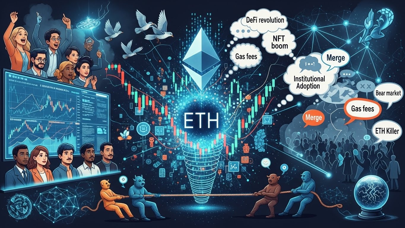 Market psychology and narrative shifts around ETH