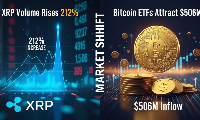 XRP Volume Rises 212% as Bitcoin ETFs Attract $506M